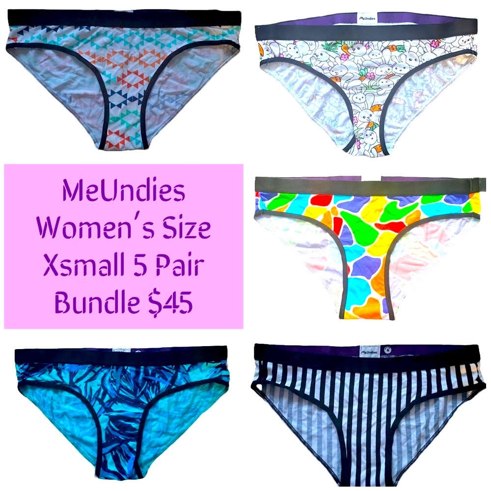 NEW MeUndies 5-PACK NWOT bundle Women’s Size XS bikini style mix prints